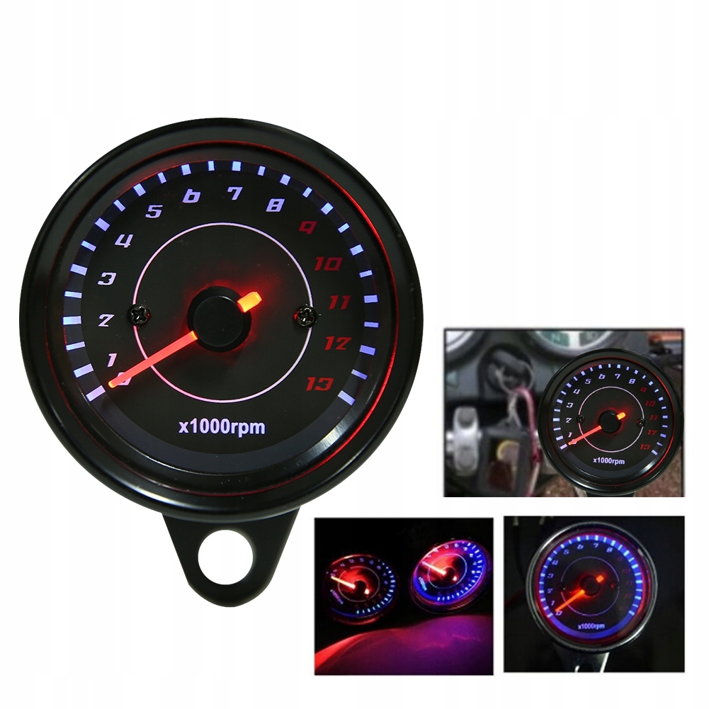 Obrotomierz Zegar Uniwersalny Elektroniczny Analog Motocykl 13000 Obr/min