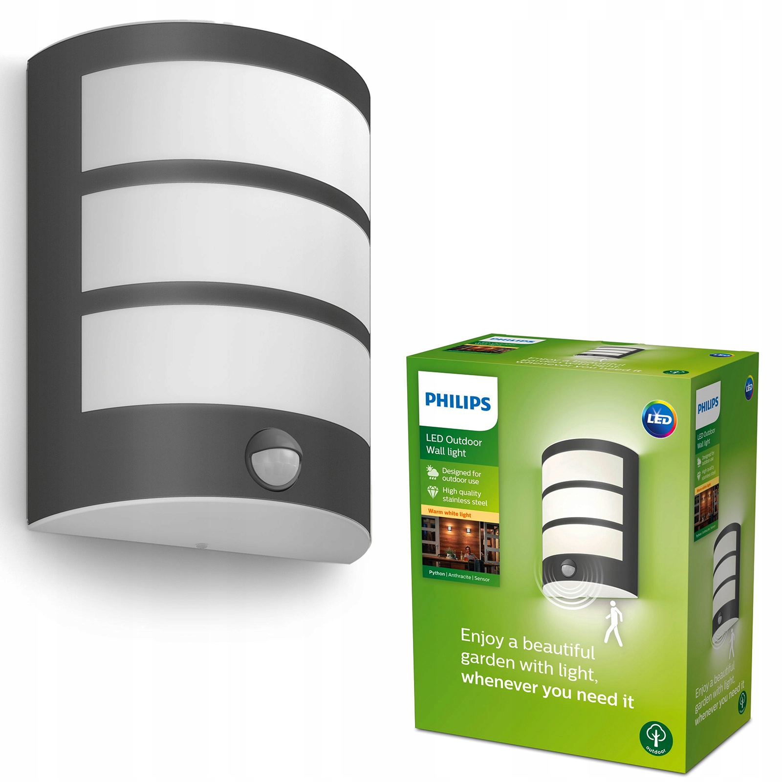 Zahradní nástěnné svítidlo Led Fasádní lampa 6W Snímač pohybu soumraku Philips