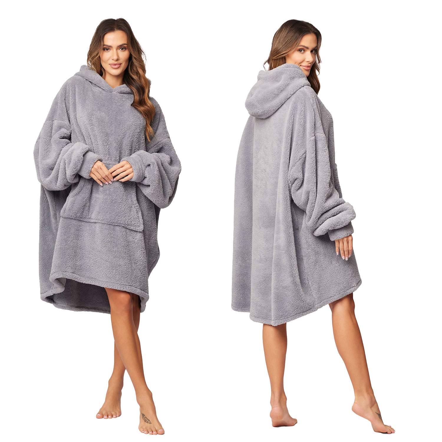 Vivisence 5028 šedá univerzální velikost oversize mikina Noční Župan