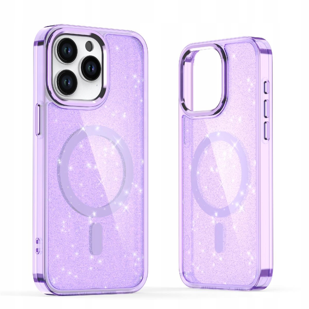 Etui Glitter Case MagSafe na iPhone 16 Pro Max fioletowe z brokatem Hurtel