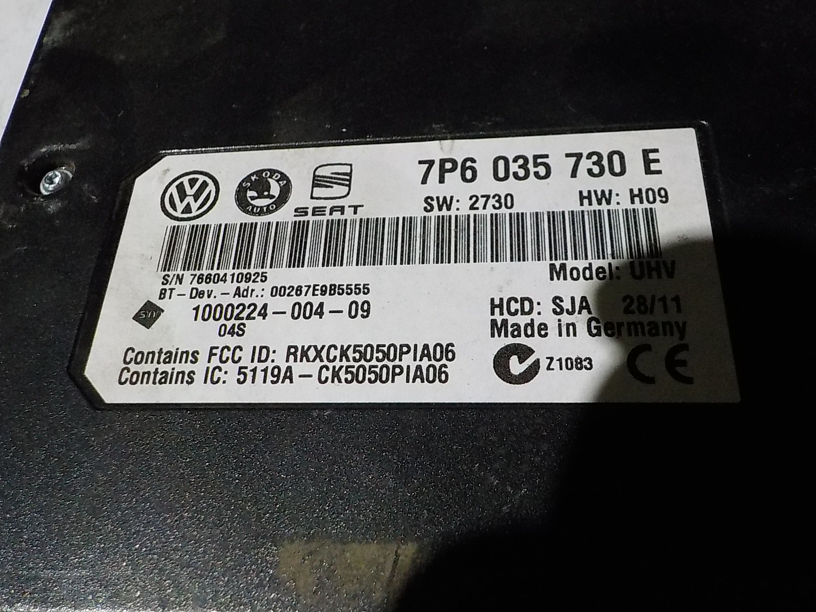 SEAT IBIZA III Module BLUETOOTH 7P6035730E UHV