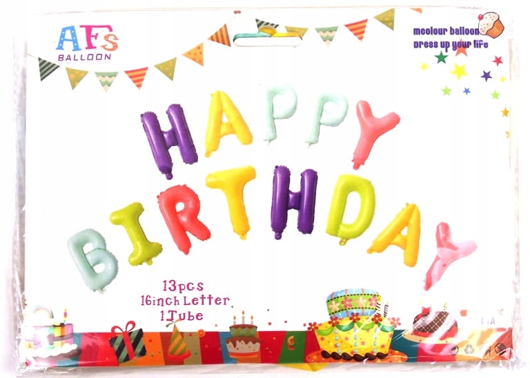 

Balon foliowy napis Happy Birthday kolorowy