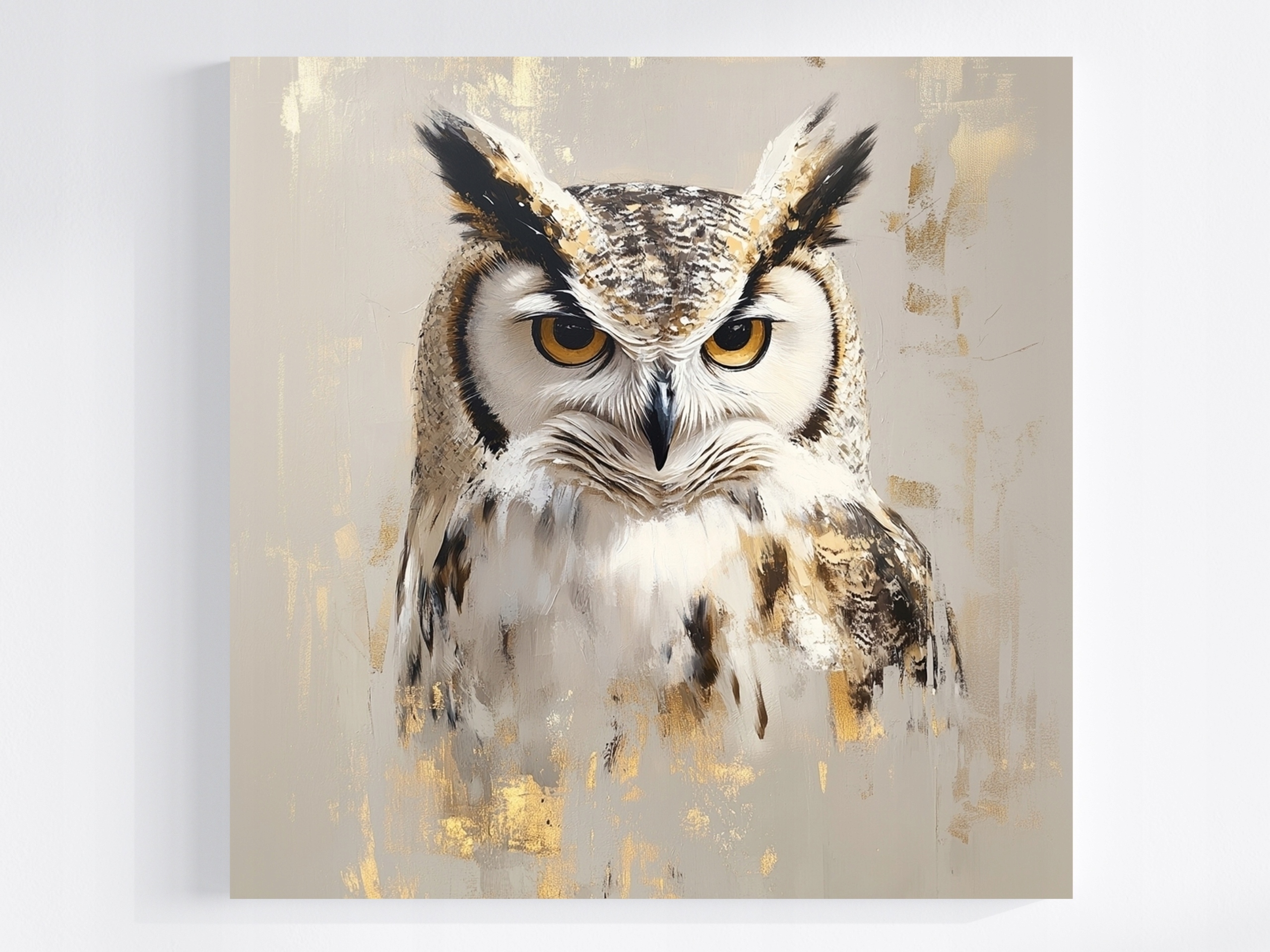 Obraz Na Plátně Canvas Portrét Pták Sova Moudrost Boho Béžová Hnědá 80x80
