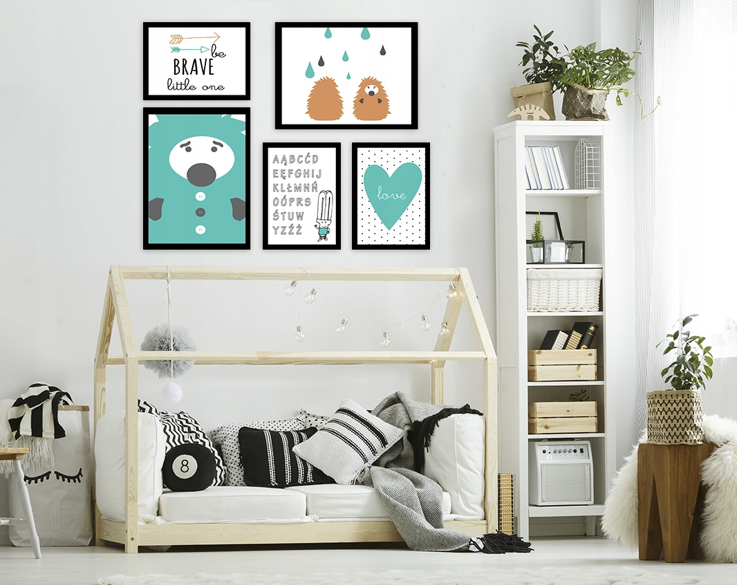 KOMPLET 5szt Obrazy Plakaty w ramie Scandi KD042 Waga produktu z opakowaniem jednostkowym 3 kg