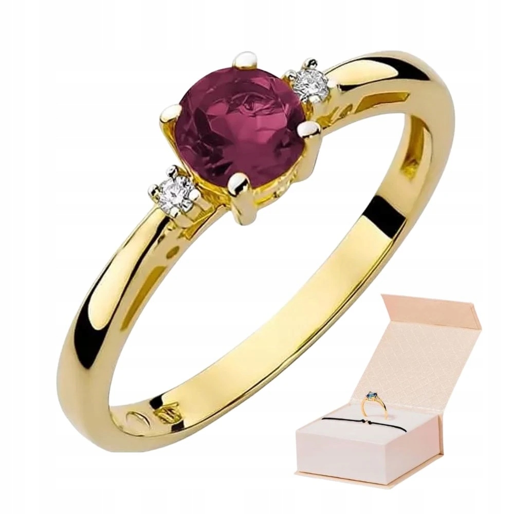 Rubín Zlatý Prstýnek 0,60ct S Diamanty 585 Zlatý Náramek