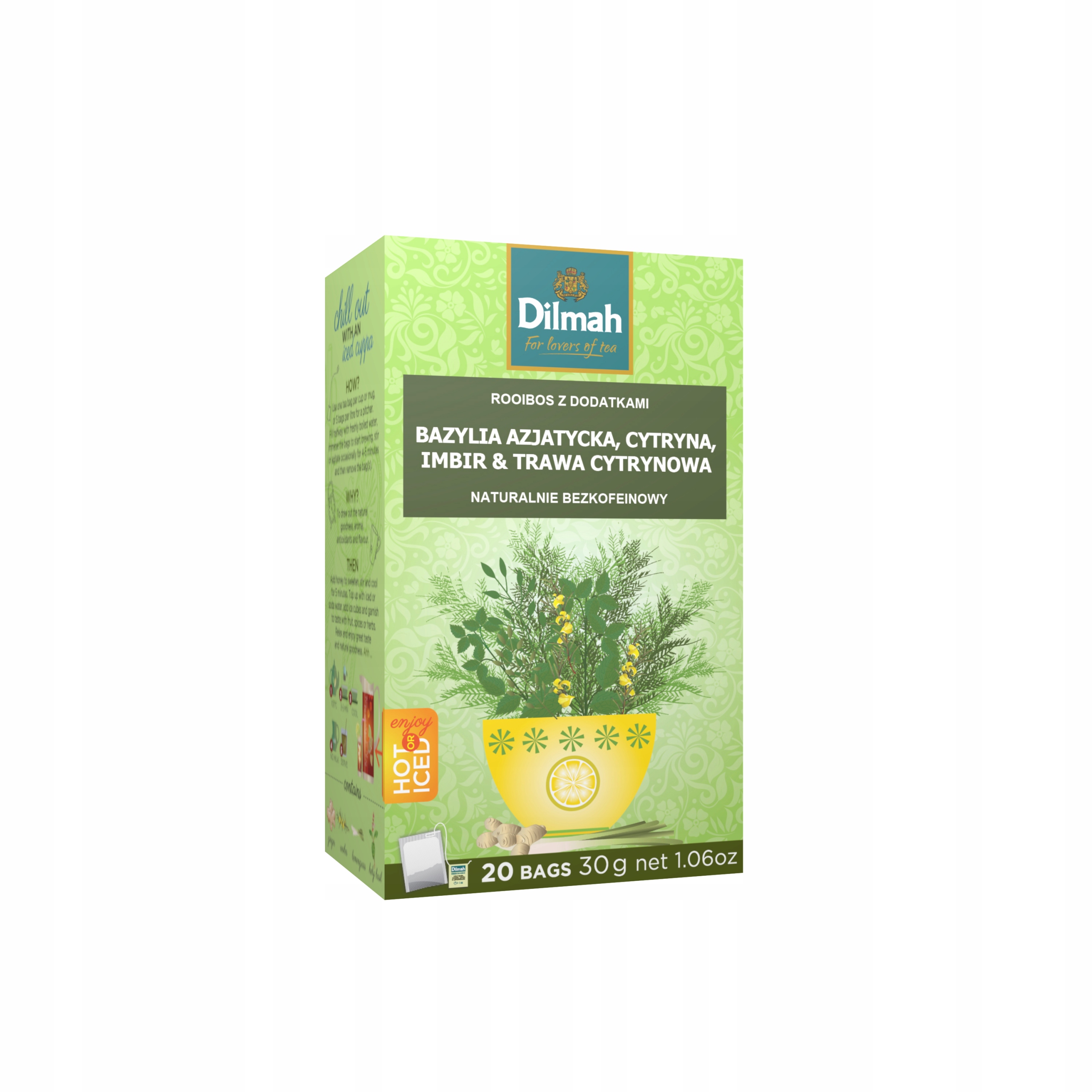 Levně Dilmah Bazalka, Zázvor, Citron & Tráva Citronová rooibos 20 sáčků