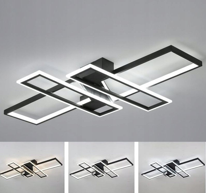 stropní svítidlo Led Podlouhlá Stmívatelný Lustr Černá 54W S Dálkovým Ovládáním