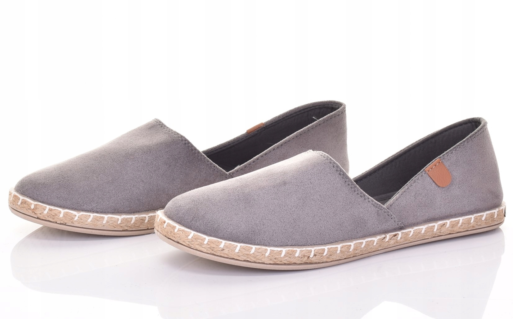 ESPADRYLE DAMSKIE LEKKIE TENISÓWKI WSUWANE SZARE Kolor szary