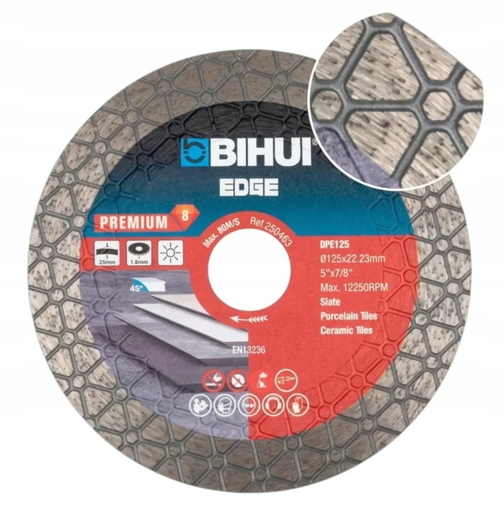 Bihui Kotouč B-edge Premium pro řezání a broušení hran 125 mm DPE125