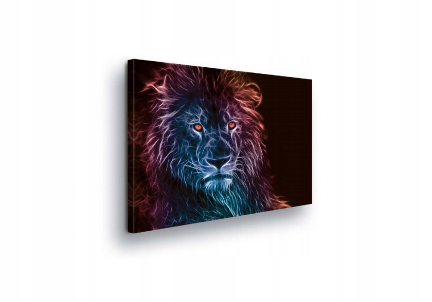 Obraz 80x60 Neonový lev digitální umění energie síla mystika lev