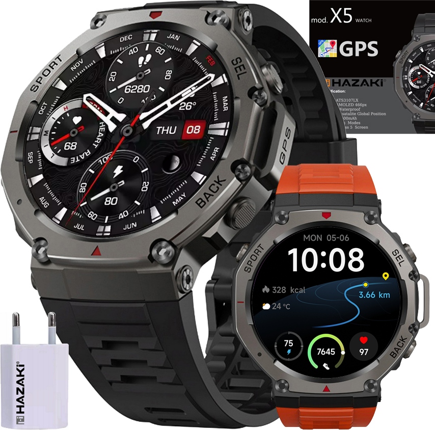 Hodinky Chytré Hodinky Hazaki X5 Amoled Gps WR50m 5BAR Gorilla Glass 5 Bt 5.4