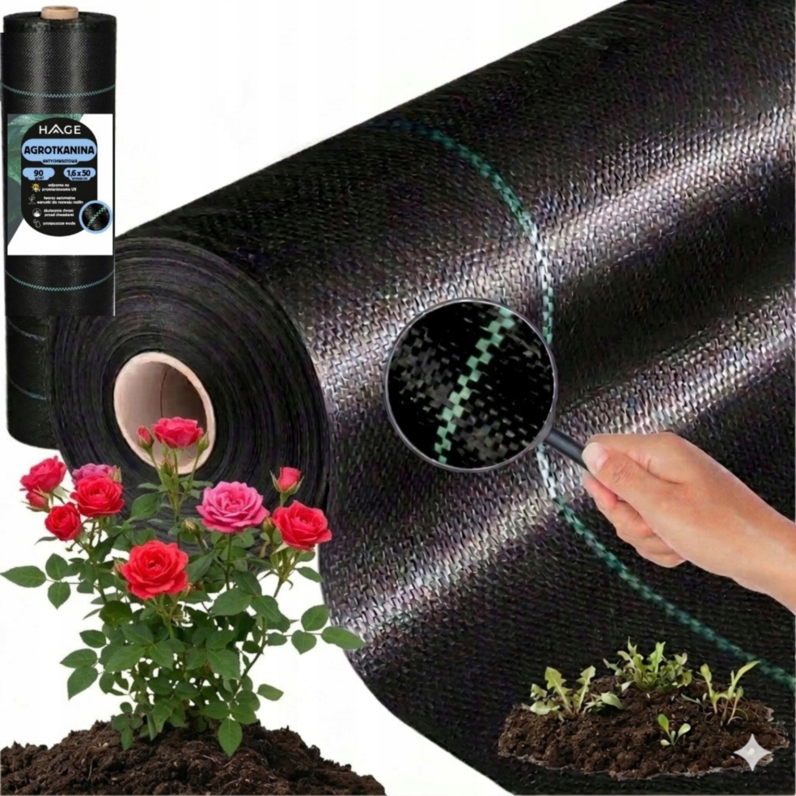 Agrowłóknina Czarna Antychwastowa 90 G szer.1,6m X dł. 50M Mata Na Chwasty