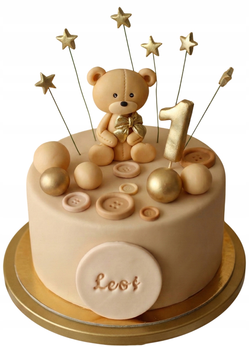 Levně Sada Medvídek Mini Zlatý s doplňky Figurka z cukrové hmoty na dort