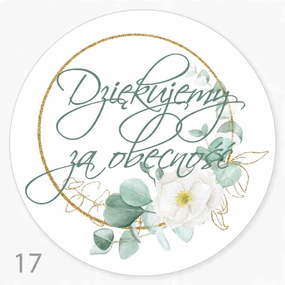 

Naklejki Dziękujemy Obecność Ślub Komunia 48 szt