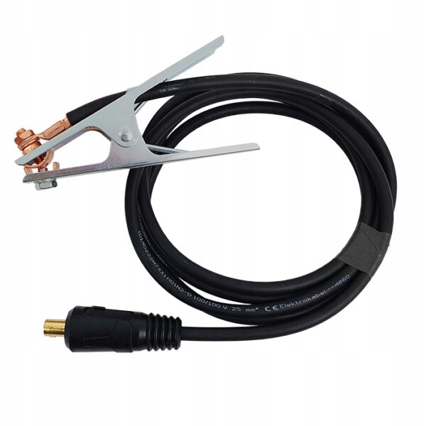 PRZEWÓD SPAWALNICZY MASOWY 3M 200A MASA 25mm KABEL MASOWY MAŁY WTYK MIEDŹ