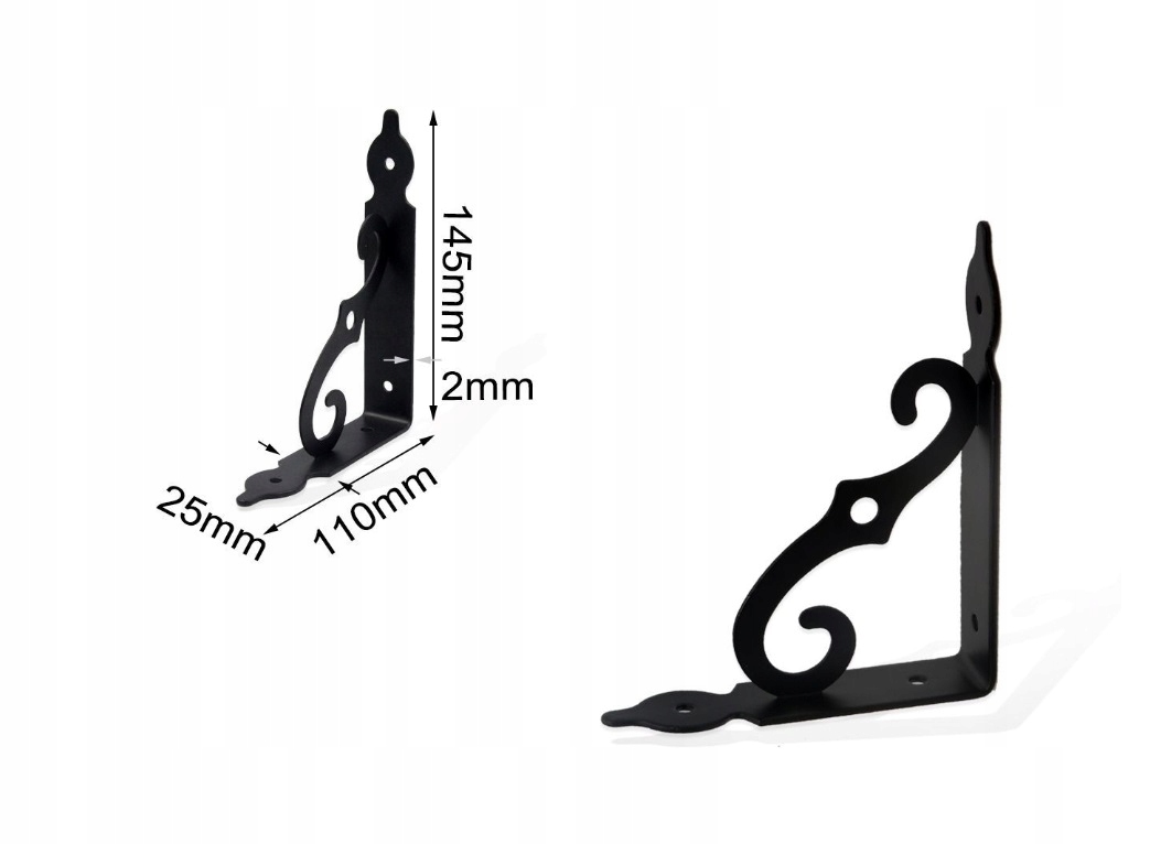 

Kątownik Wspornik Stalowy Pod Półkę Ozdobny 11cm