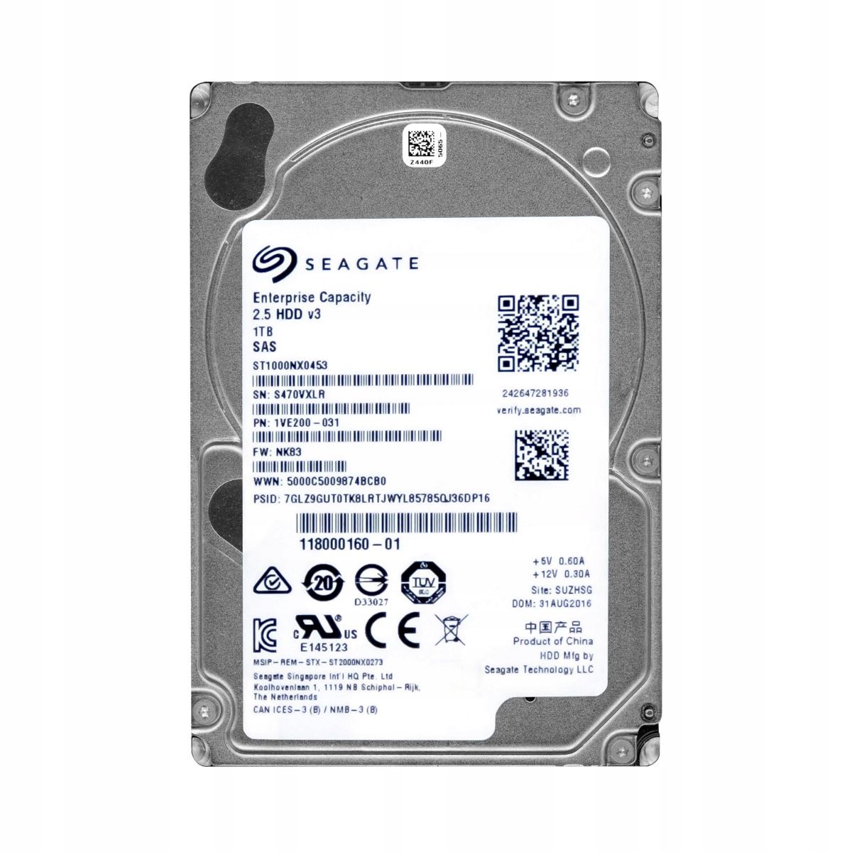 Seagate 1TB 7.2K 128MB SAS-3 2.5'' ST1000NX0453