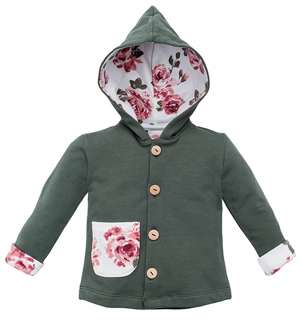 

Bluza z kapturem Roses khaki Makoma rozm_80 bawełn