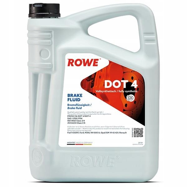 Hightec Brake Fluid Dot 4 5 L Rowe Fmvss 116 Dot 3/ Dot 4 Sae J 1703/ 1704 I