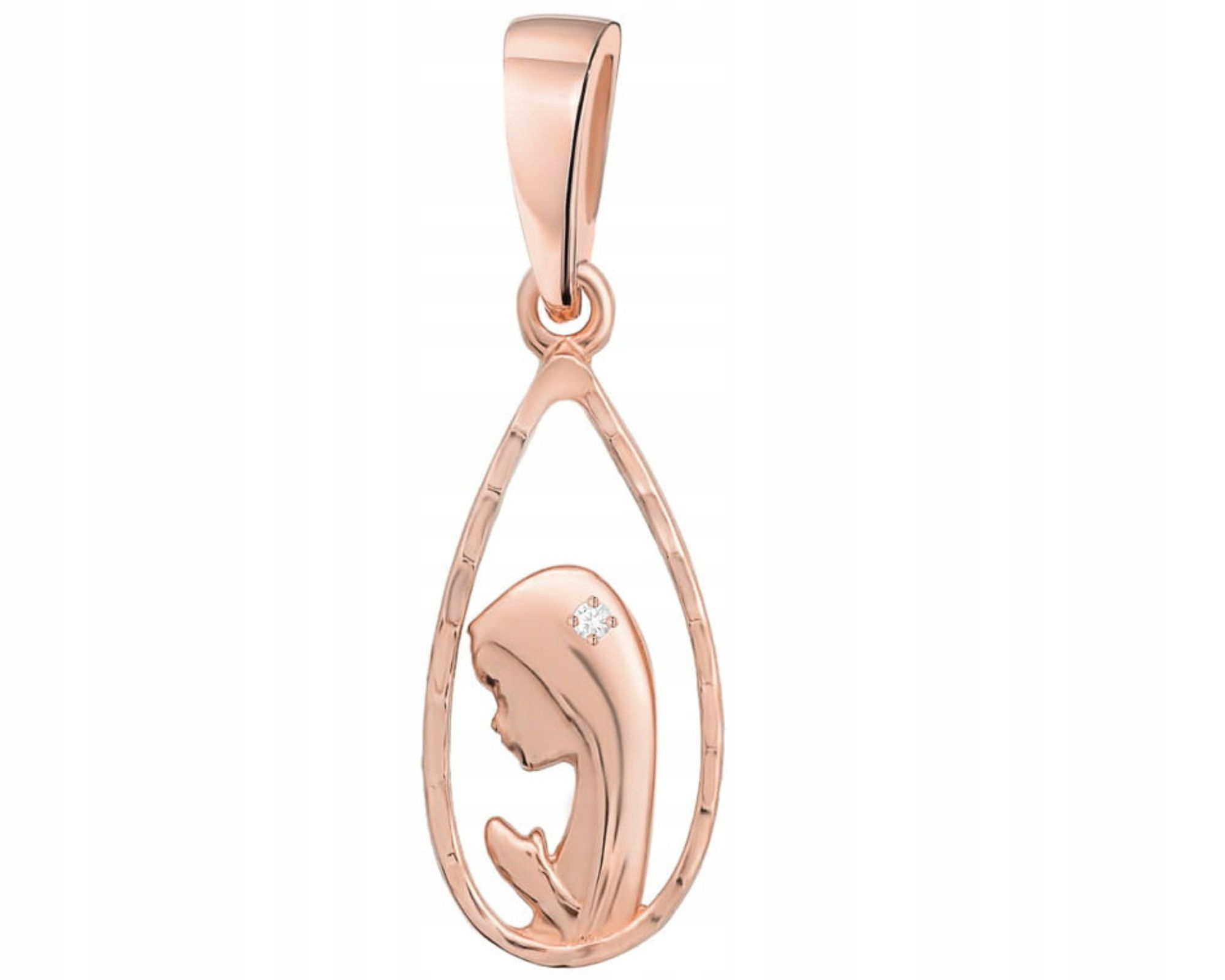 Růžové Zlato Přívěsek Medailon 585 Matka Boží S Briliantem Gravírování Dárek