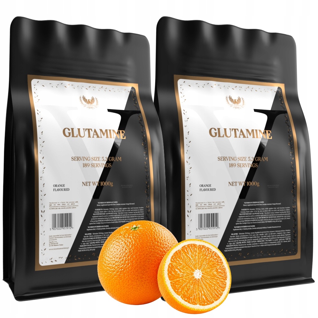 2x Glutamin 1000 g Glutamin 1 kg Pomerančová regenerace střev Victorious