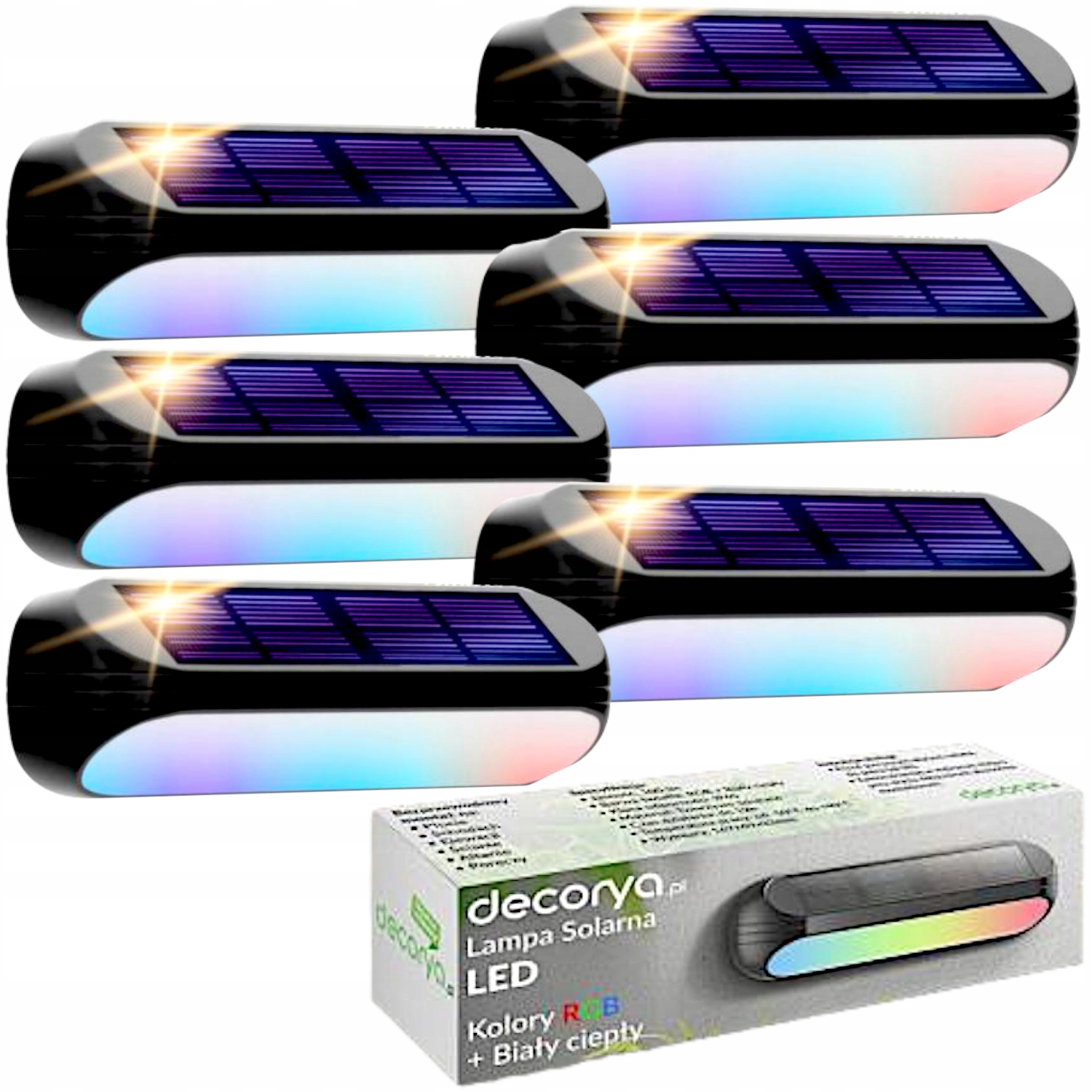 6 X Dekorativní Solární Led Lampička Rgb Nástěnné Svítidlo Senzor Osvětlení Na Schody
