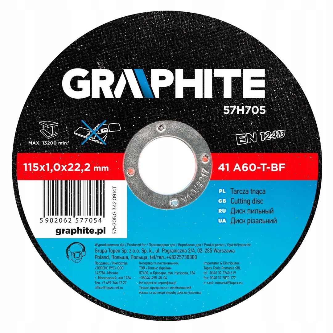 TARCZA TNĄCA DO METALU 115x1x22.2mm GRAPHTE