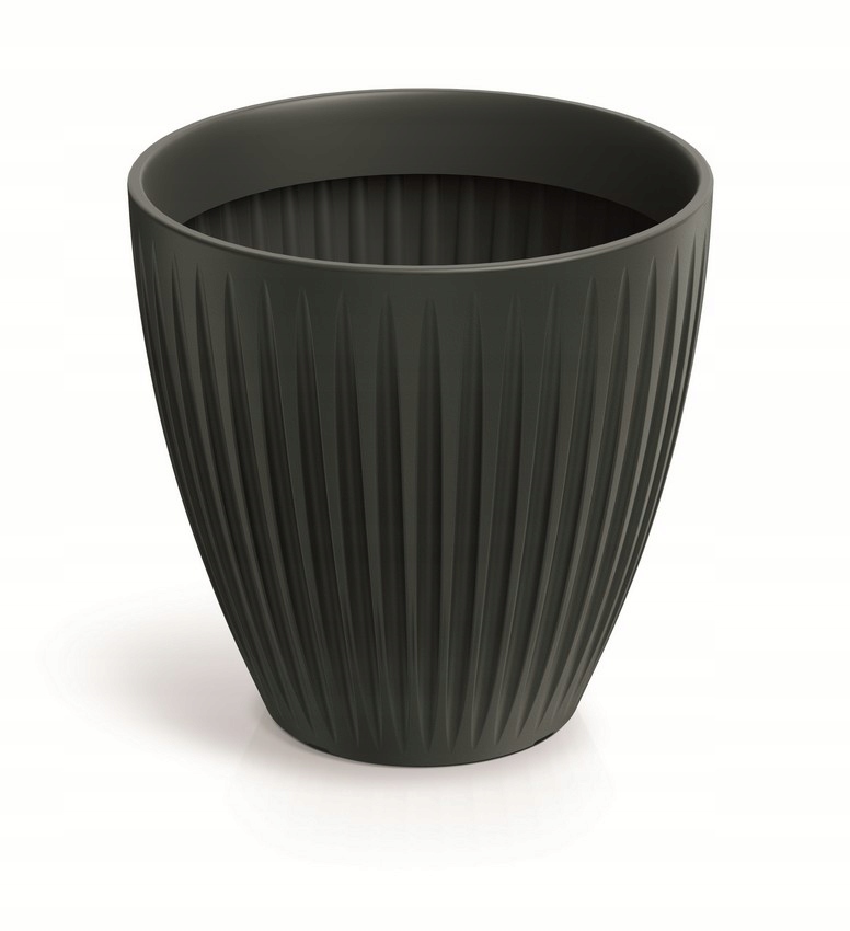 Kvetináč Latia Round MIDL Antracitový 60 CM Pre Rastliny Plastový Záhradný
