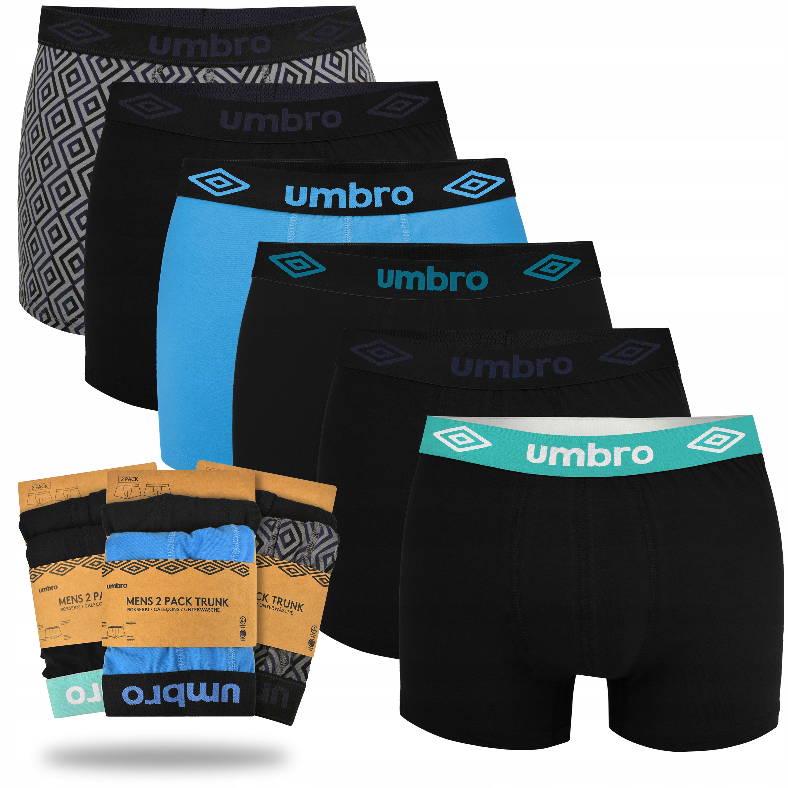 Umbro Pánské boxerky Sada 6 Kusů Vzor Barva Mix Bavlna Velikost M