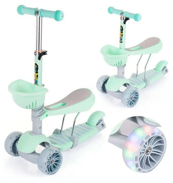 Hulajnoga z siodełkiem 2w1 trójkołowa led