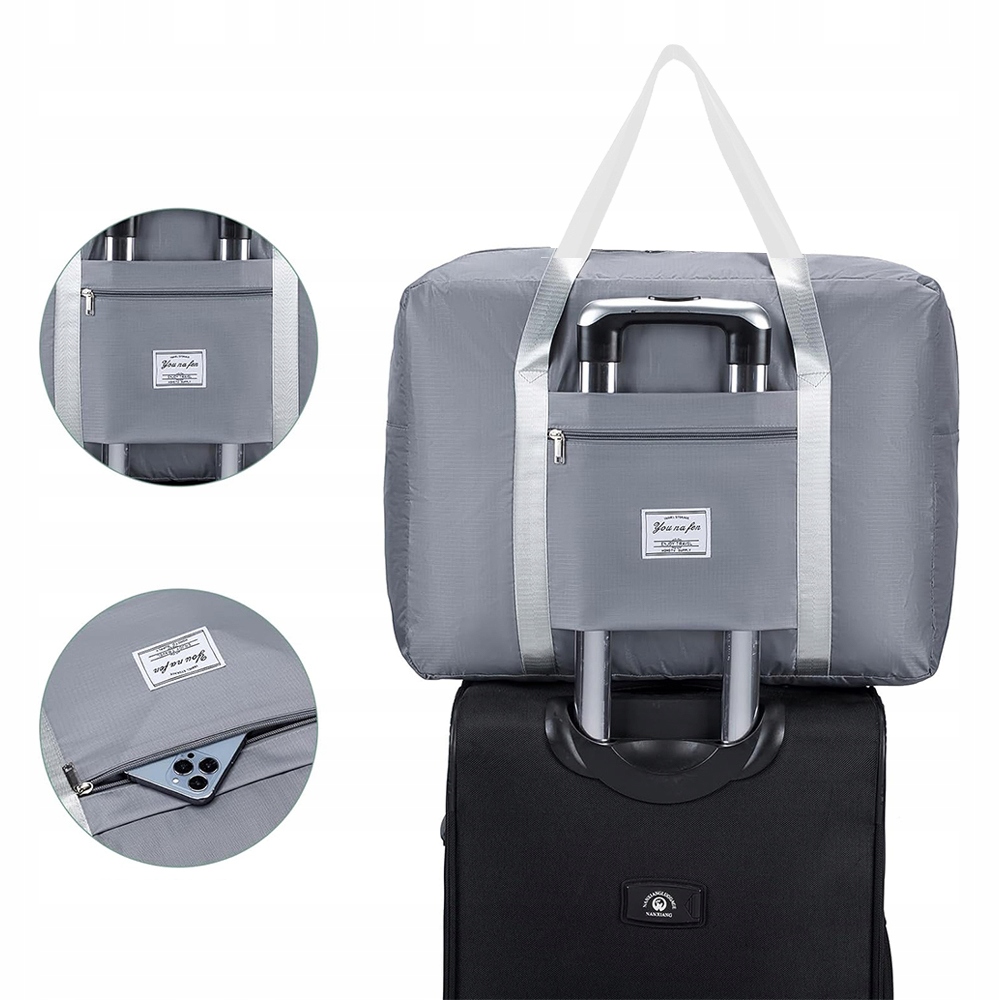 SKŁADANA TORBA PODRÓŻNA DO SAMOLOTU 55X40X20 BAGAŻ PODRĘCZNY RYANAIR SZARA Model TRENINGOWA POJEMNA