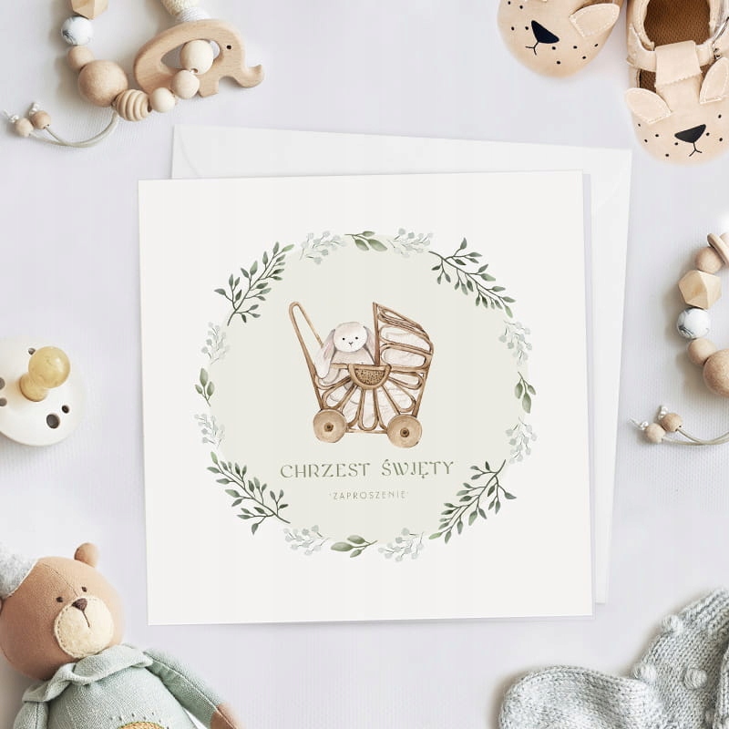 ZAPROSZENIA do wypisania styl boho Chrzest 10szt Kolor biały