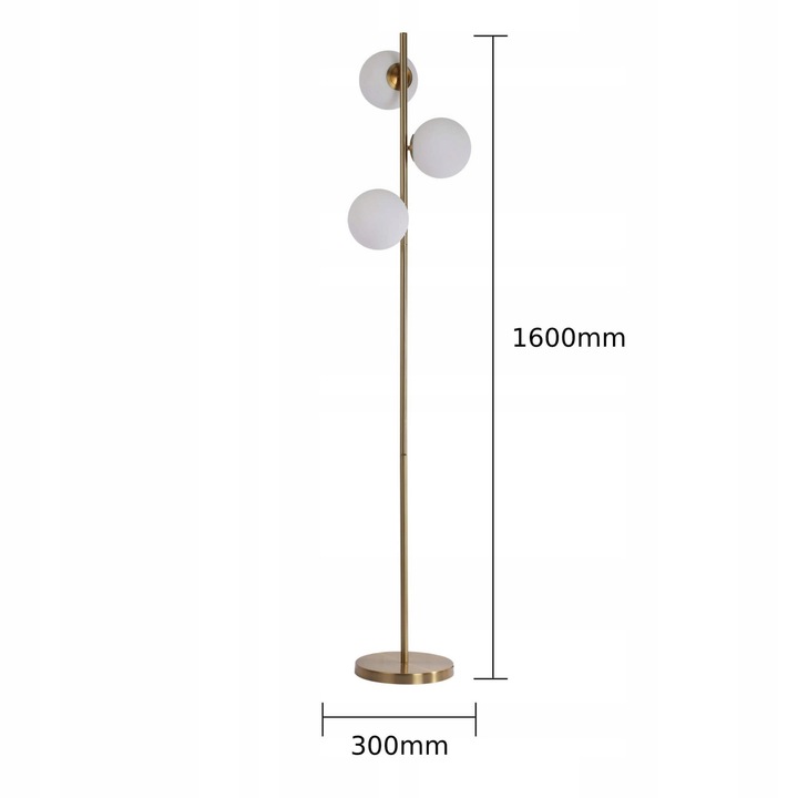 LAMPA STOJĄCA PODŁOGOWA BIAŁE KULE LOFT ZŁOTA 165CM LED Długość/wysokość 165 cm