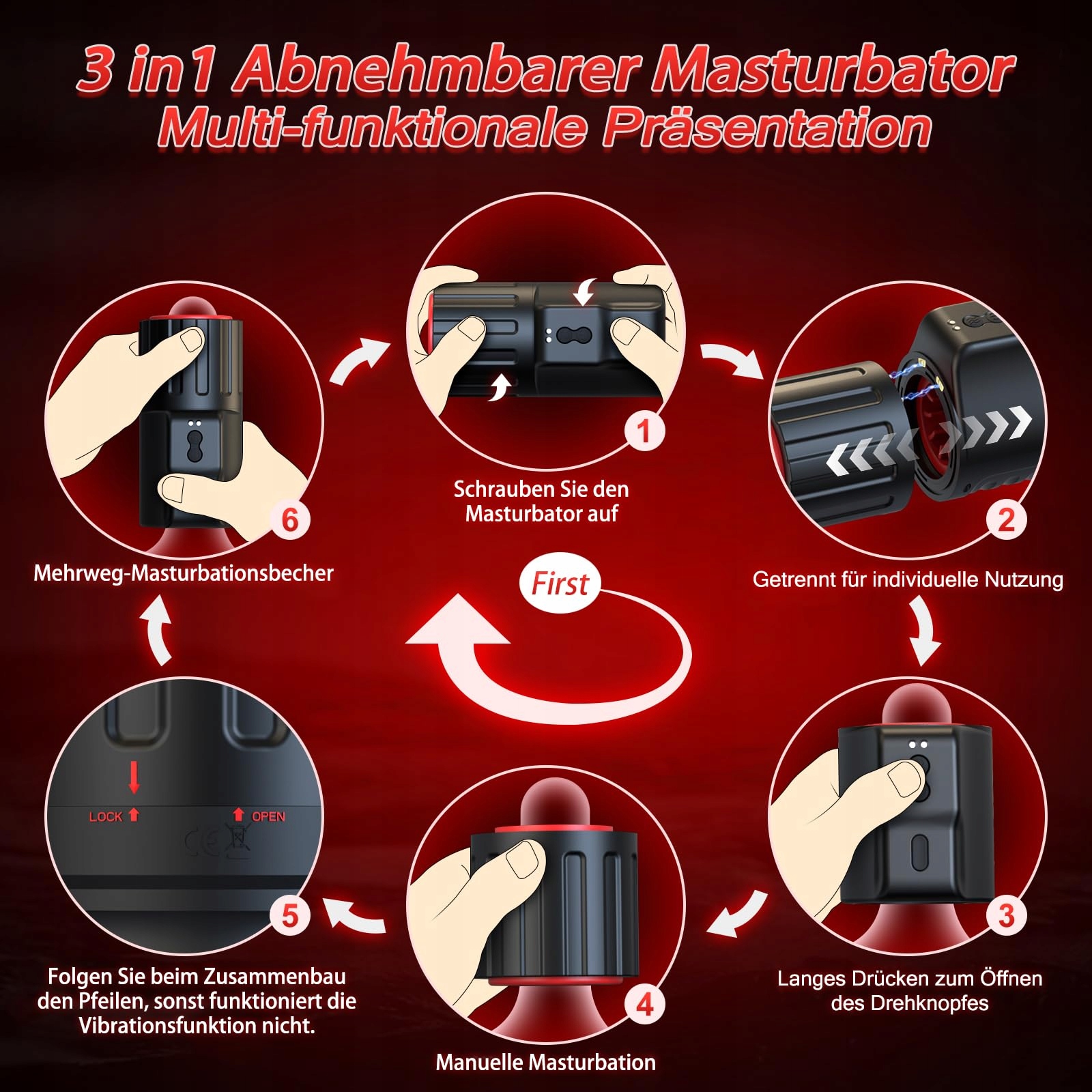 Tytuł: ELEKTRISCHER Masturbator Dla Mężczyzn 10 Trybów Wibracji i Rotacji — miniatura 2