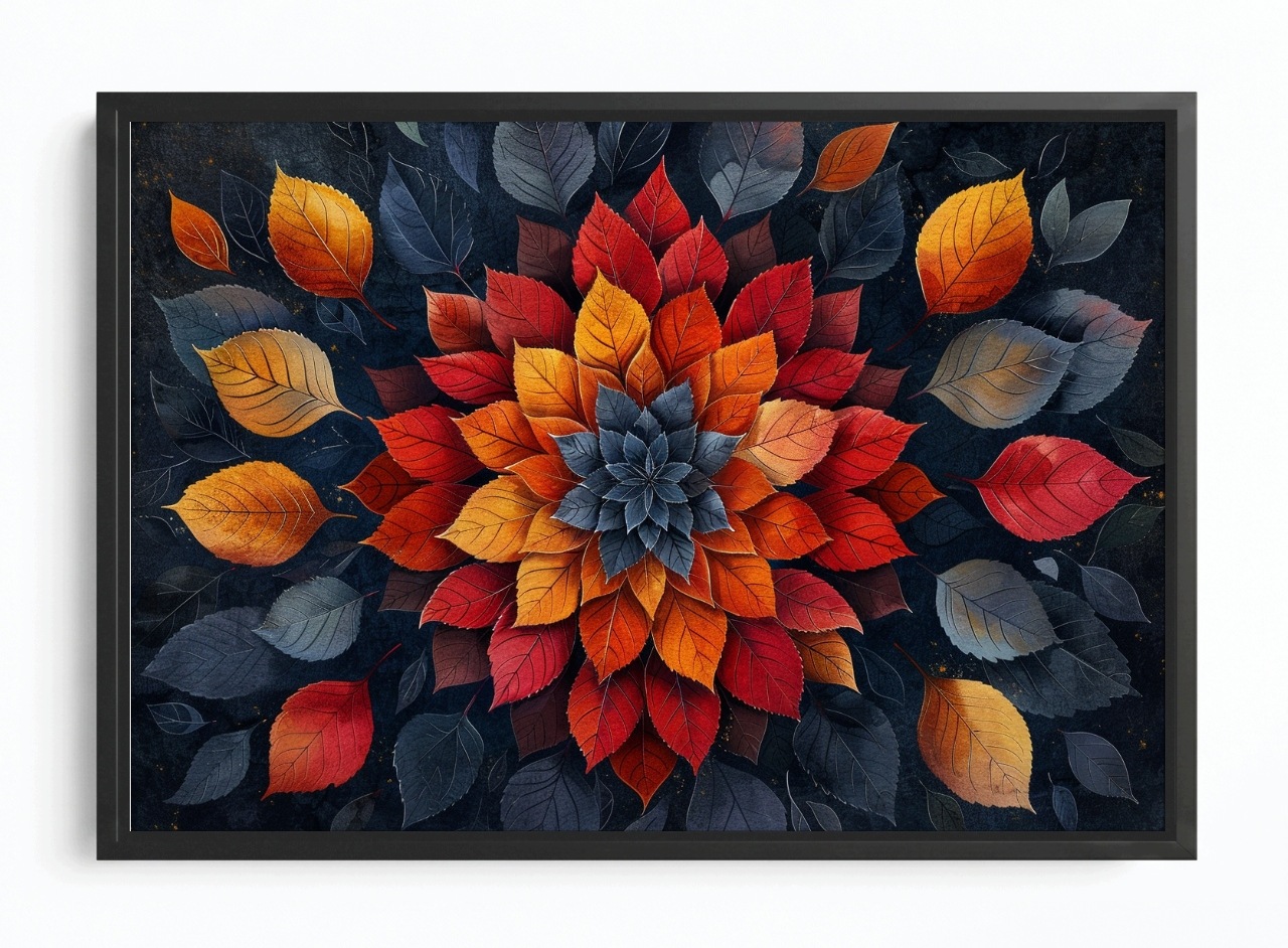 Obraz Rám Americký Box Abstrakce Mandala Listy Podzim Harmonie 60x40