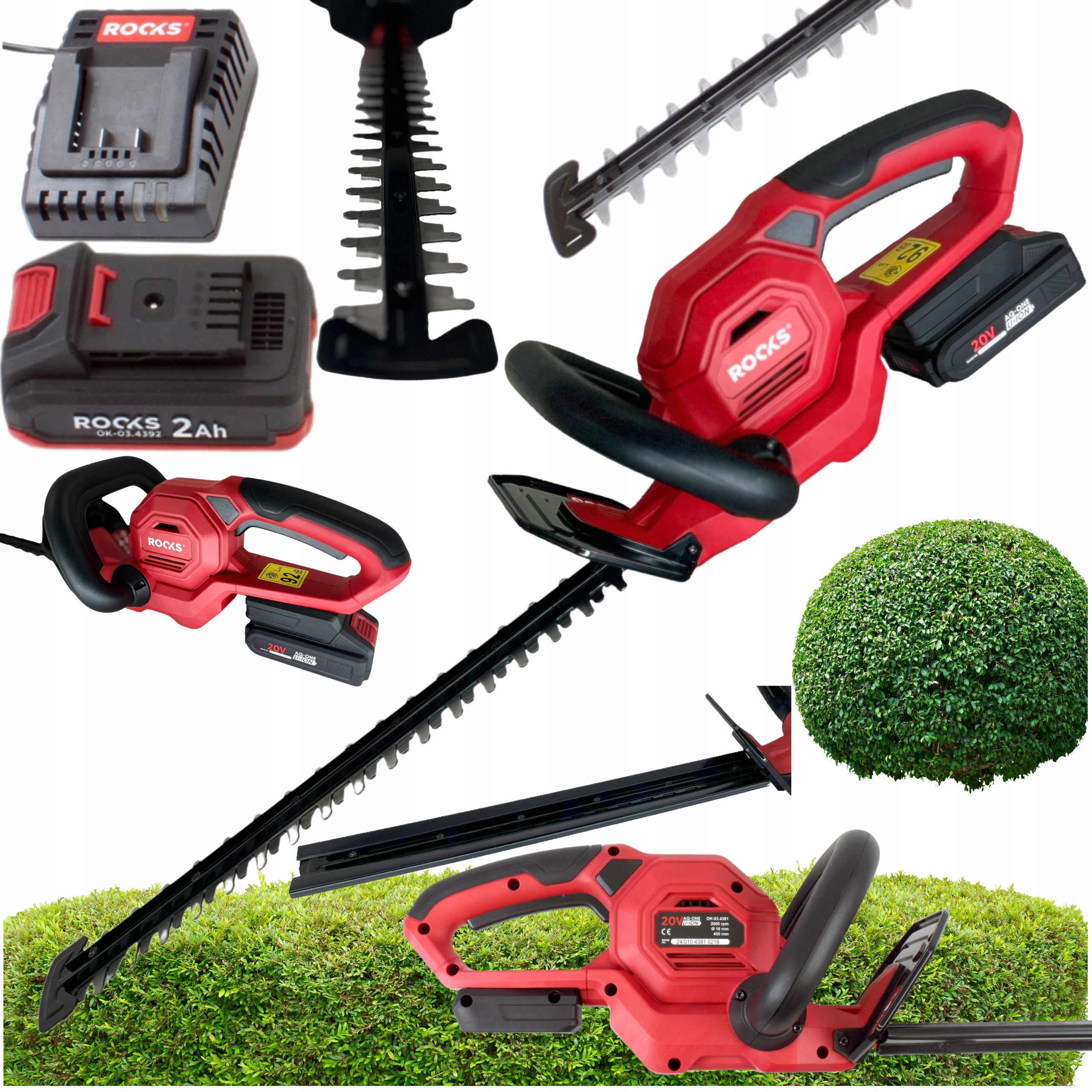 Nożyce Do Żywopłotu Akumulatorowe 51CM 20V Akumulator 2AH Ładowarka