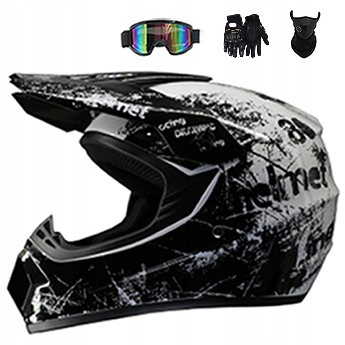 Motocyklová Přilba Crossová Lehká Enduro Quada Brýle Rukavice Maska L