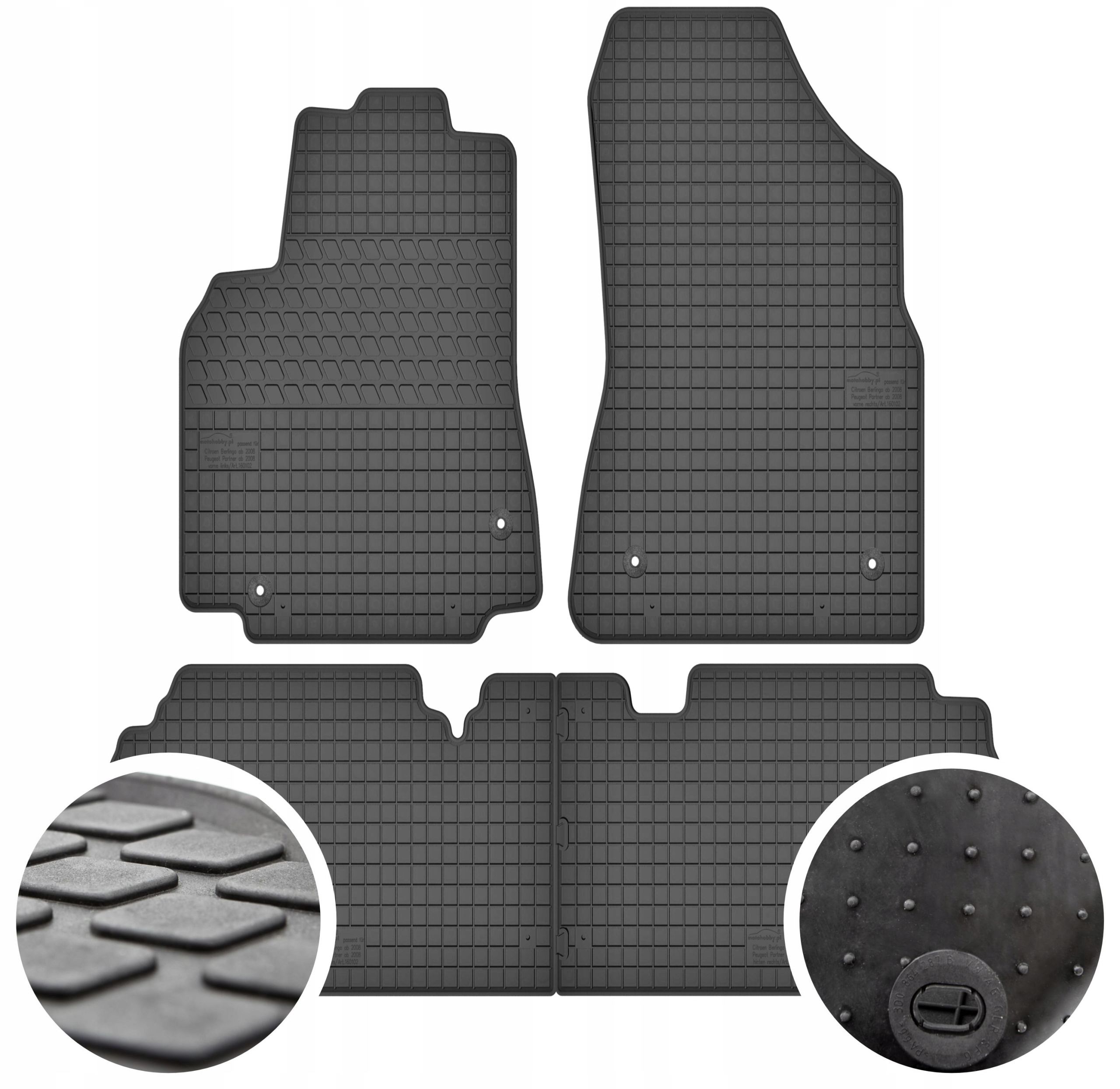 Gumové Koberce pro Citroen Berlingo Stopky 4ks