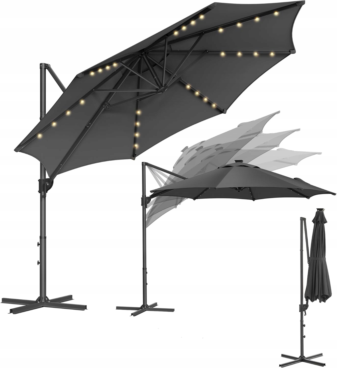 Parasol z oświetleniem Songmics szary 300 x 240 cm