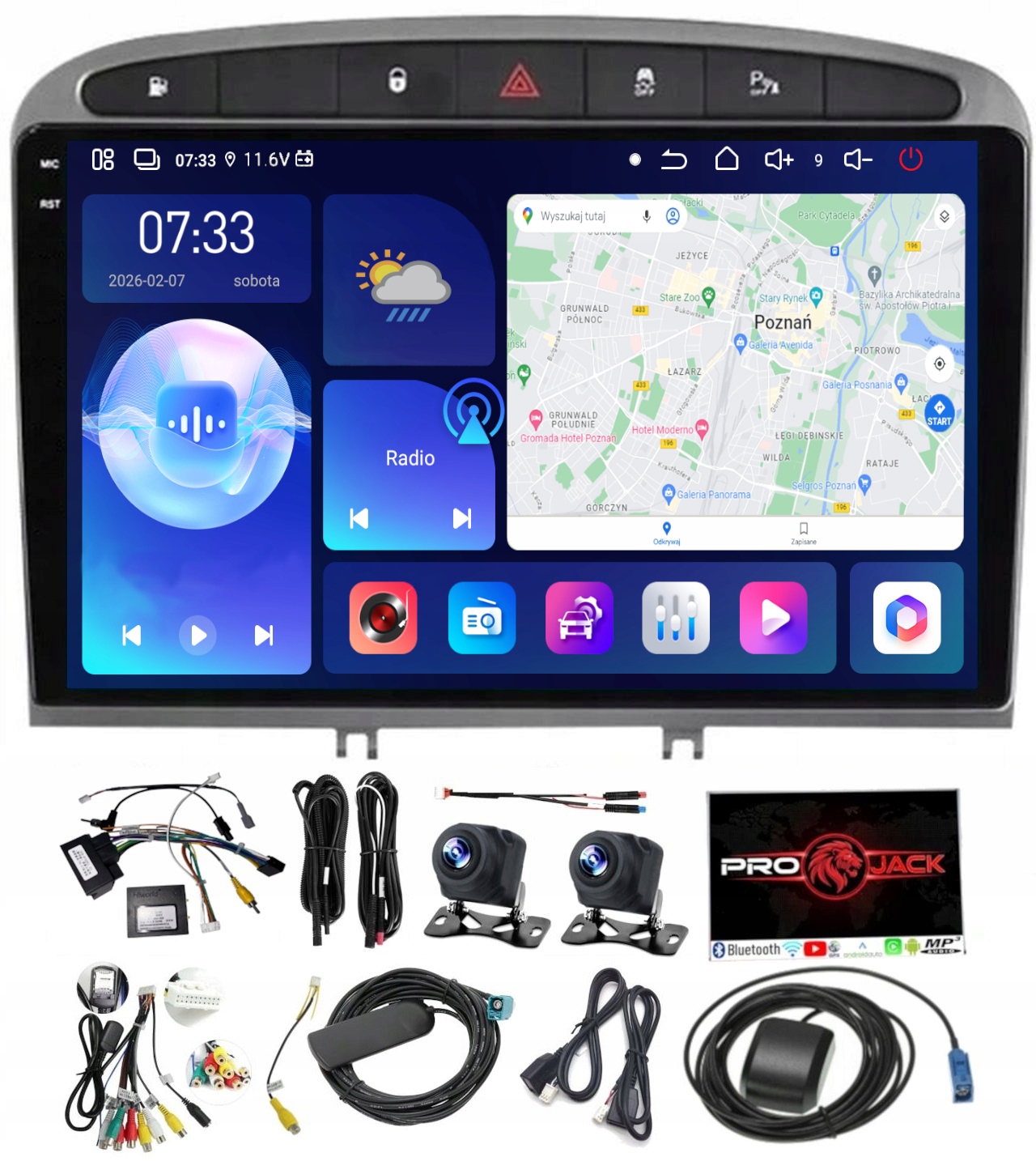 Rádio Navigácia Carplay Android Bt Peugeot 308 408 Wifi 6GB 128GB Sim
