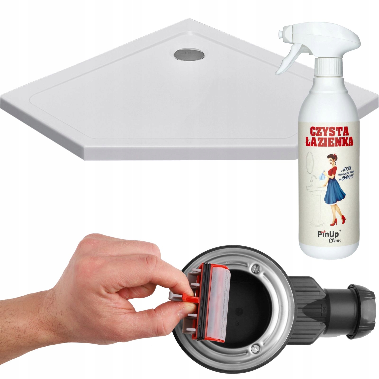 Brodzik 80x80 prysznicowy antybakteryjny akrylowy biały syfon Ultra Slim