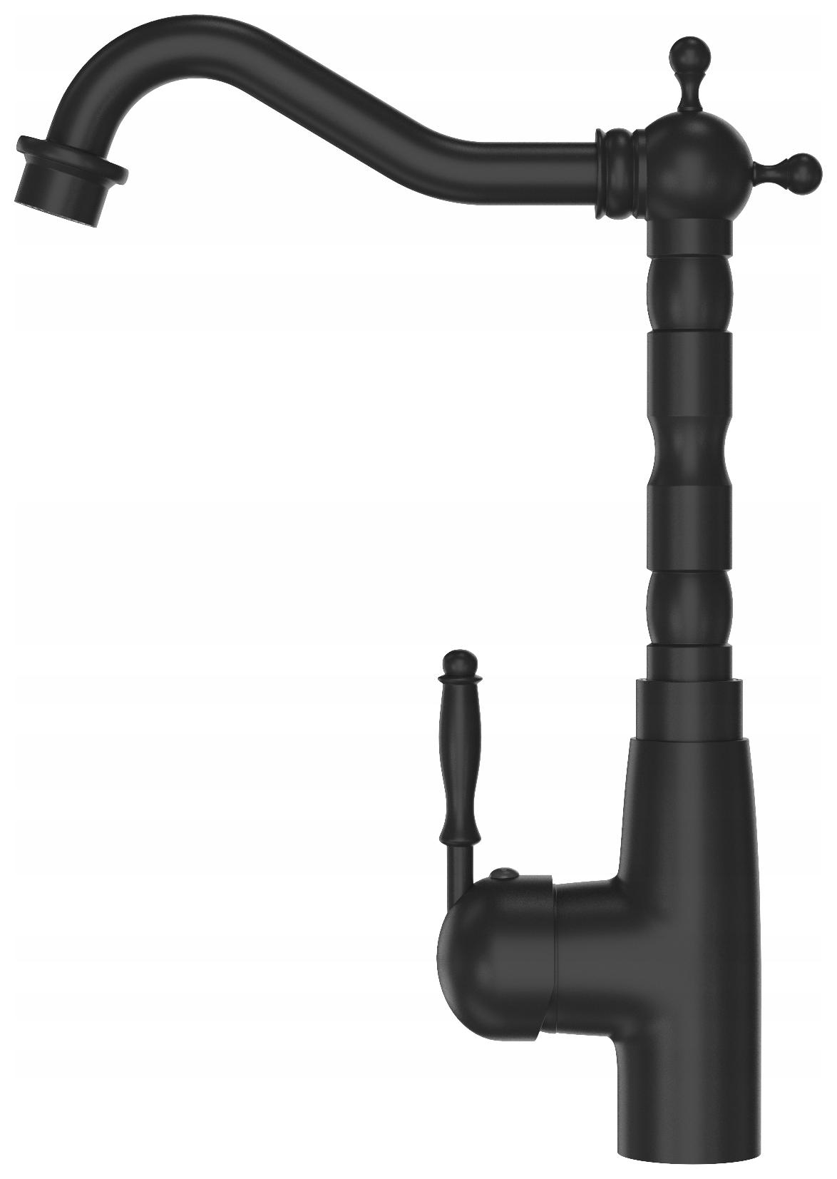 Kuchyňská baterie černá stojící Retro mosaz dřez granitový Kohout Granitan