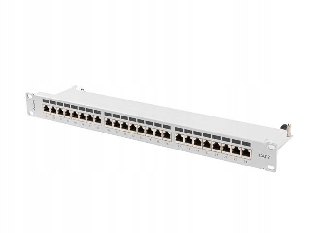 Patch Panel 24 Portů 1U 19" CAT.7 Ftp Stíněný Šed