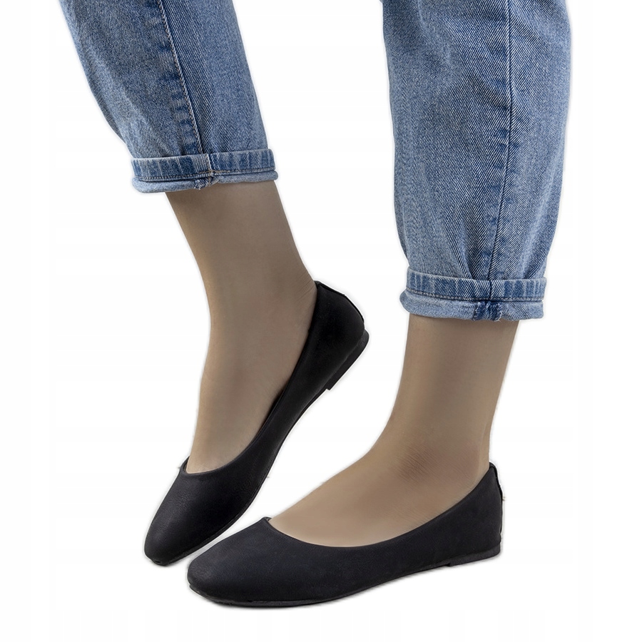 

Czarne Skóra ekologiczna Buty Baleriny r.38