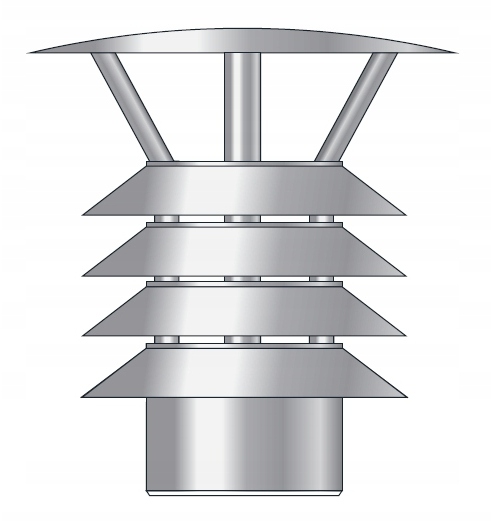 Kzs Stříška se 4 žáruvzdornými kroužky, průměr 140 mm, tloušťka 1,0 mm, komínová násada
