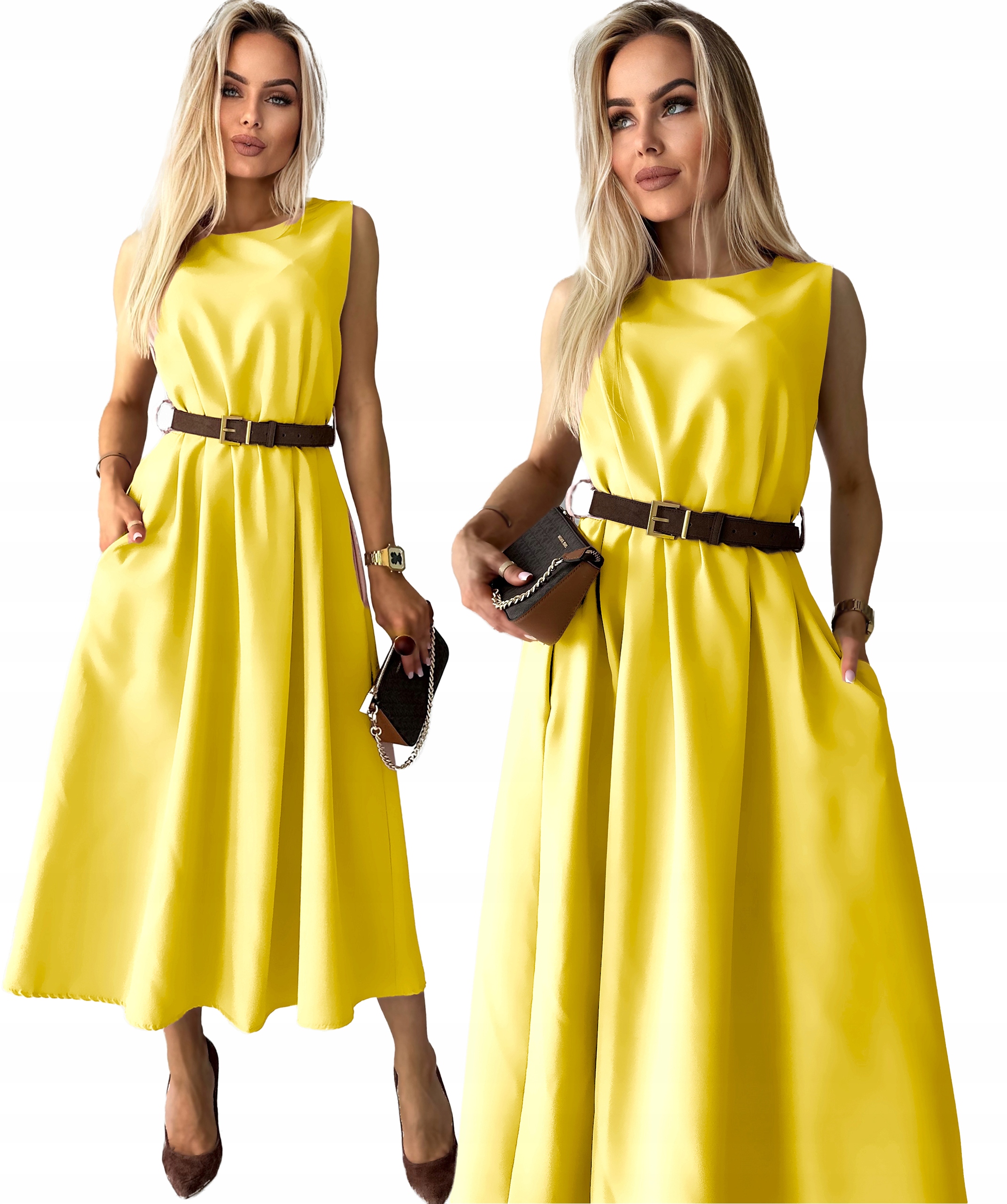 Elegantní Šaty s rozšířenými kapsami a pásek Dolores