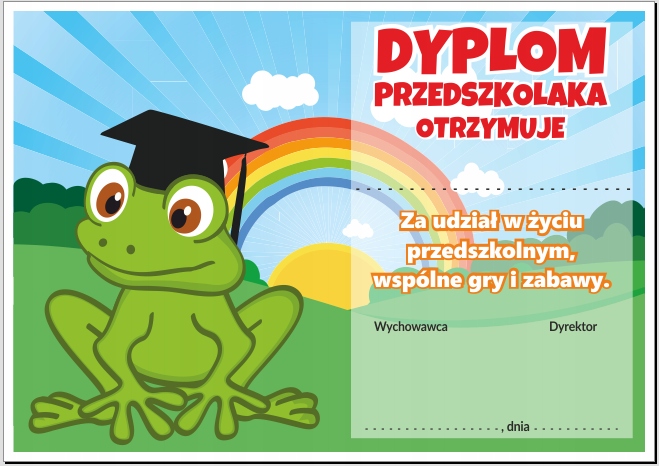

Dyplom: Przedszkolaka Żabka (Wzór 13) A4