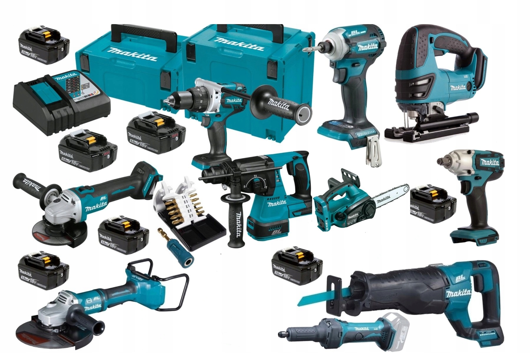 MAKITA 10шт комбинированный набор инструментов 18V 7X5AH биты