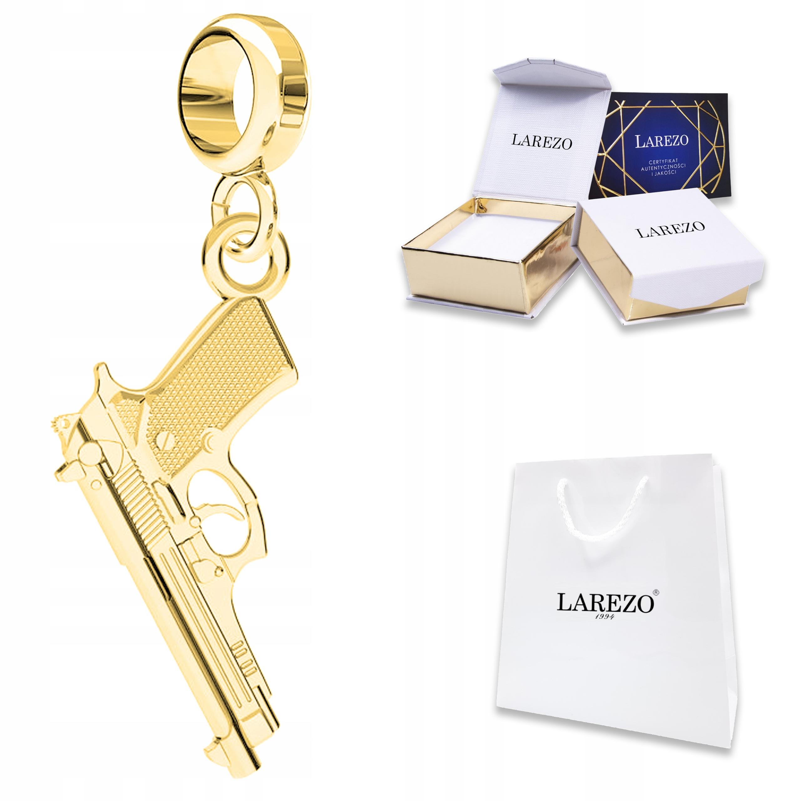 Zlatý závěsný přívěsek s pistolí Beretta Zbraň Pozlacený Stříbro 925