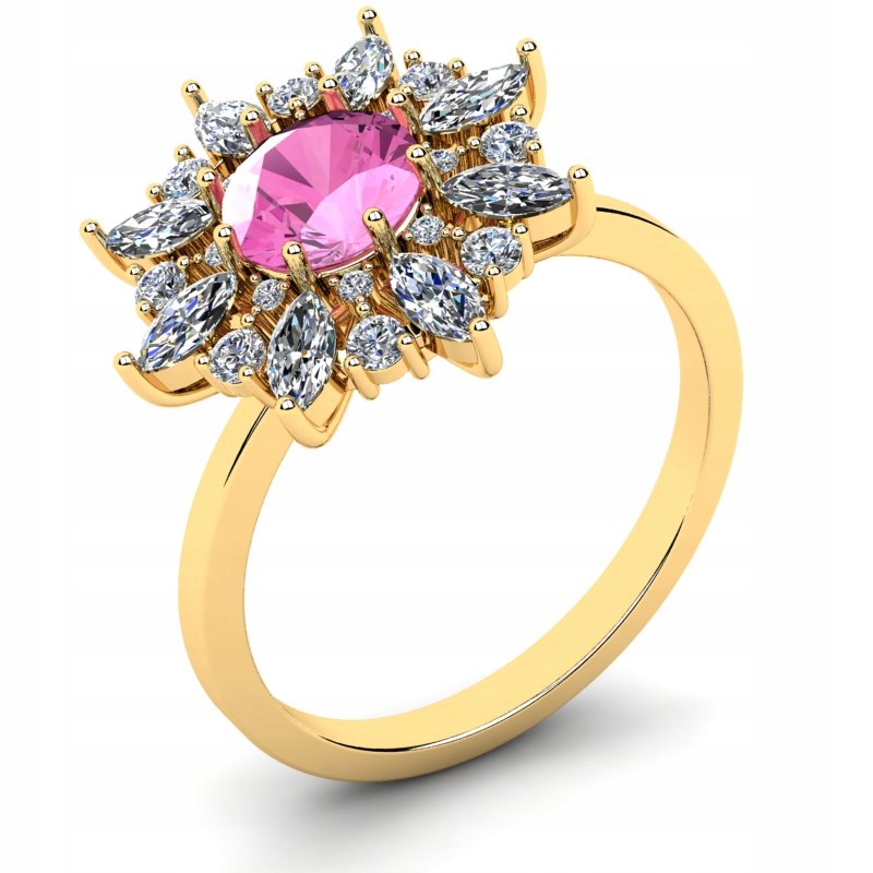 

Pierścionek Złoty Królewski Z Różową Cyrkonią